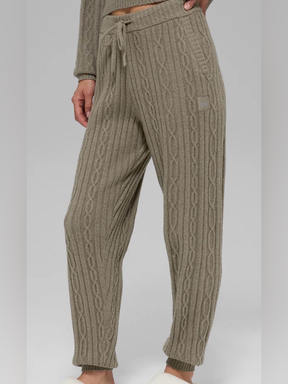 Alo Cable Knit Winter Bliss Pants - S, Light Cocoa